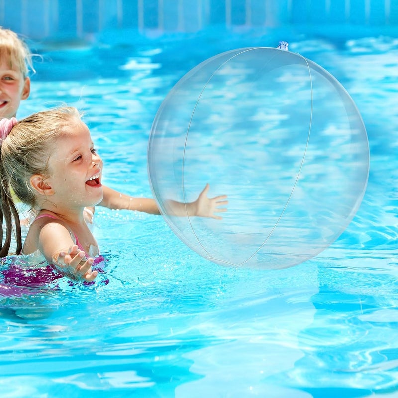 Zhanmai 6 Pieces Inflatable Clear Beach Ball 16 Inch Clear Pool Floating Ball Balloons for Under The Sea Party Decoration DIY Bubble Summer Beach Swimming Pool Hawaii Luau Party Favor - Image 4